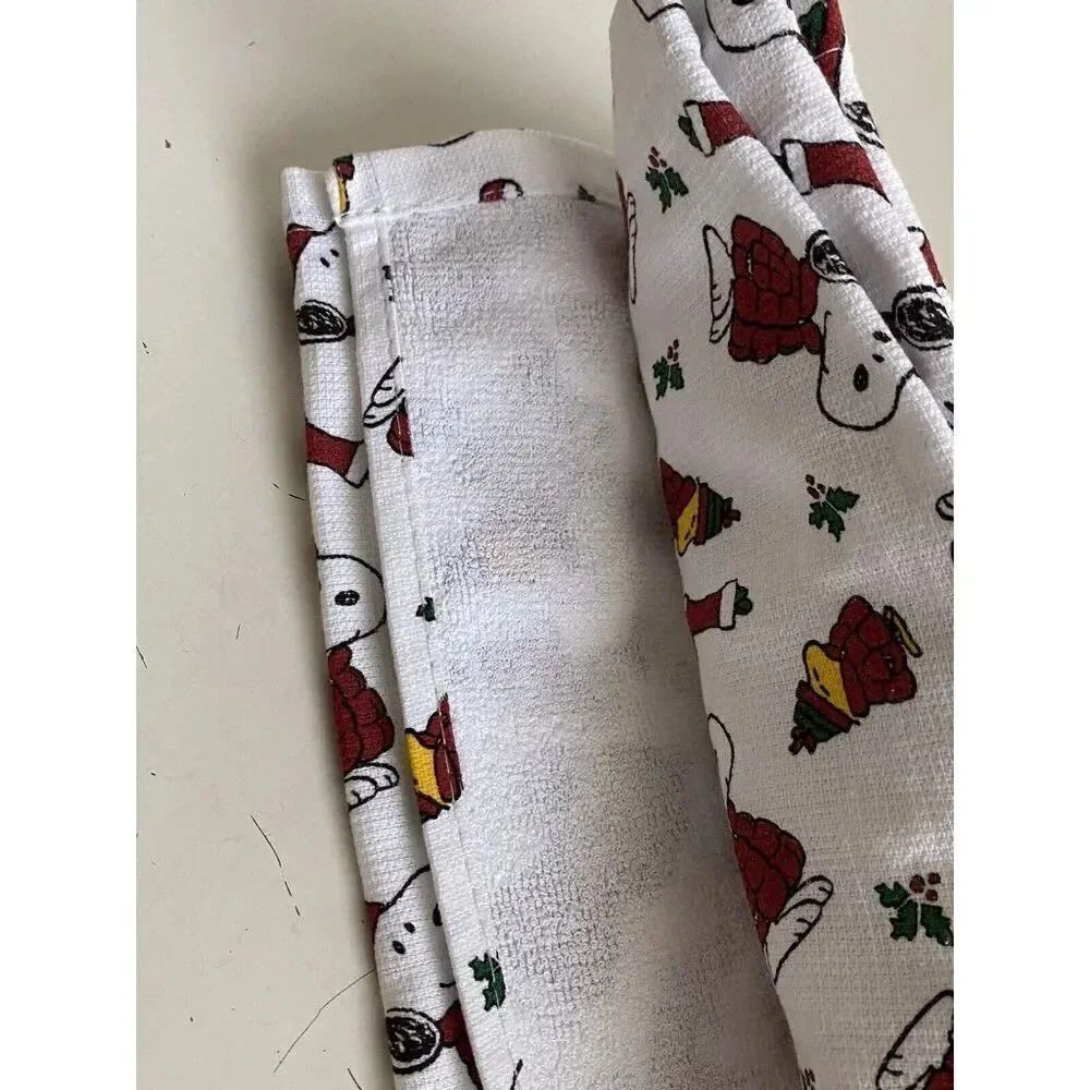 2 Pack Peanuts Snoopy Woodstock Puffy Coat Christmas Kitchen Towels 16 X 26